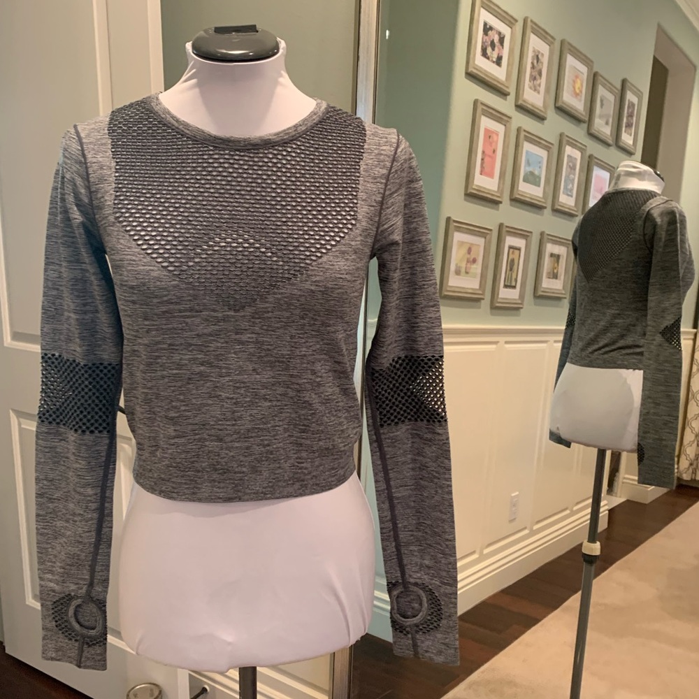JoyLab Heathered Mesh Long Sleeve Top